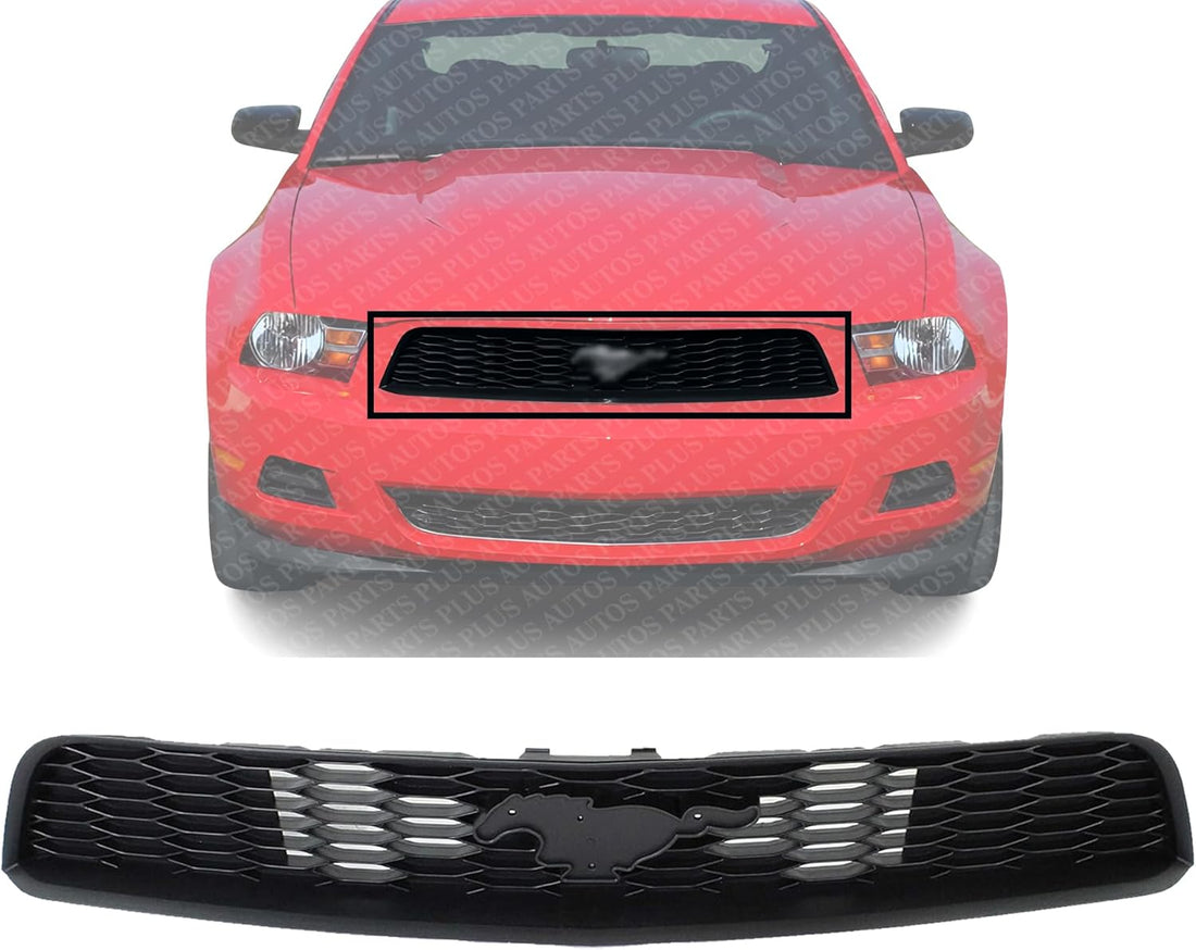 Front Grille Primed Black Shell and Insert Direct Replacement Compatible With 2010-2012 Ford Mustang FO1200520 AR3Z8200AE