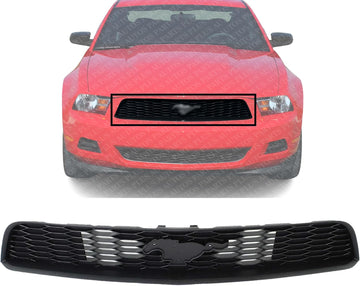 Front Grille Primed Black Shell and Insert Direct Replacement Compatible With 2010-2012 Ford Mustang FO1200520 AR3Z8200AE