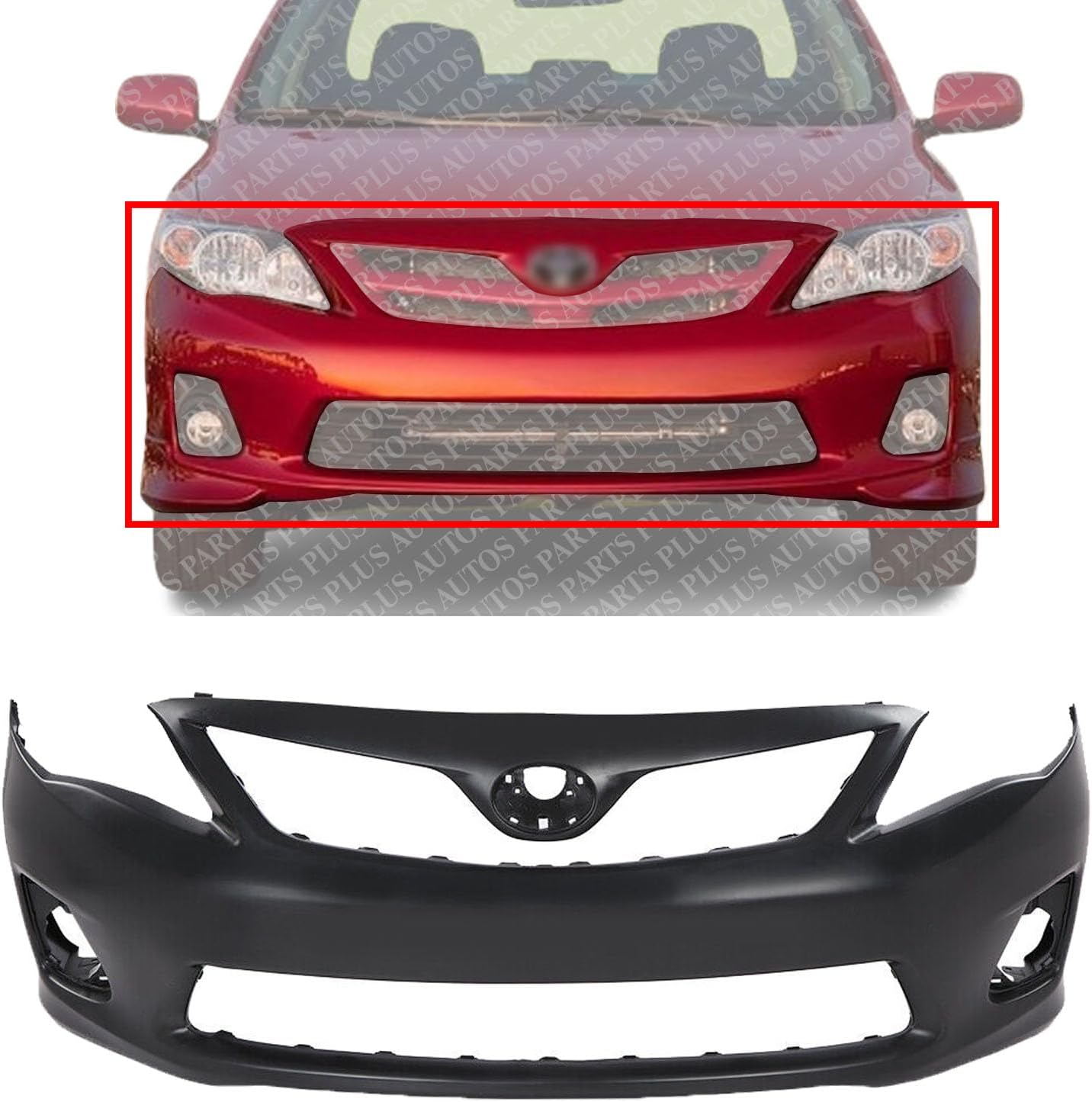 Front Bumper Cover Primed Direct Replacement Compatible With 2011-2013 Toyota Corolla TO1000372 5211903901