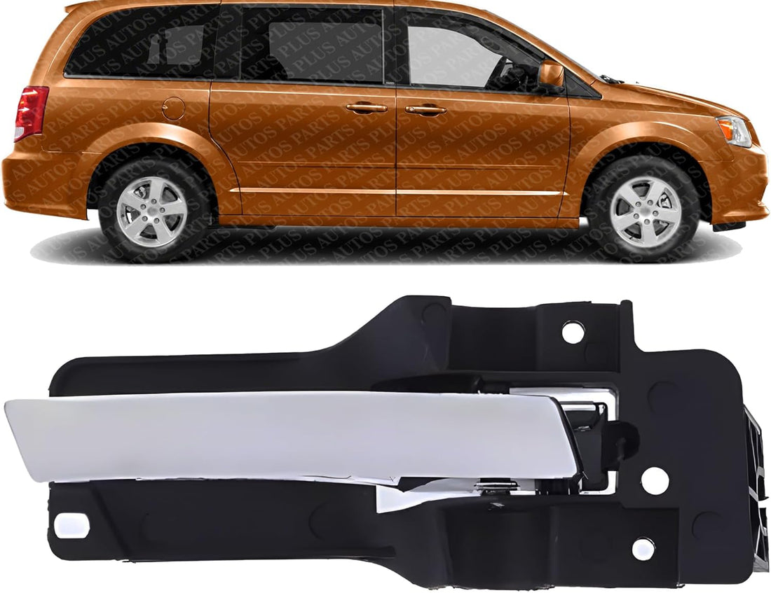 Front Interior Door Handle Chrome Lever with Primed Bezel Right Passenger Side Direct Replacement Compatible with 2008-2018 Dodge Grand Caravan / 2008-2016 Chrysler Town & Country