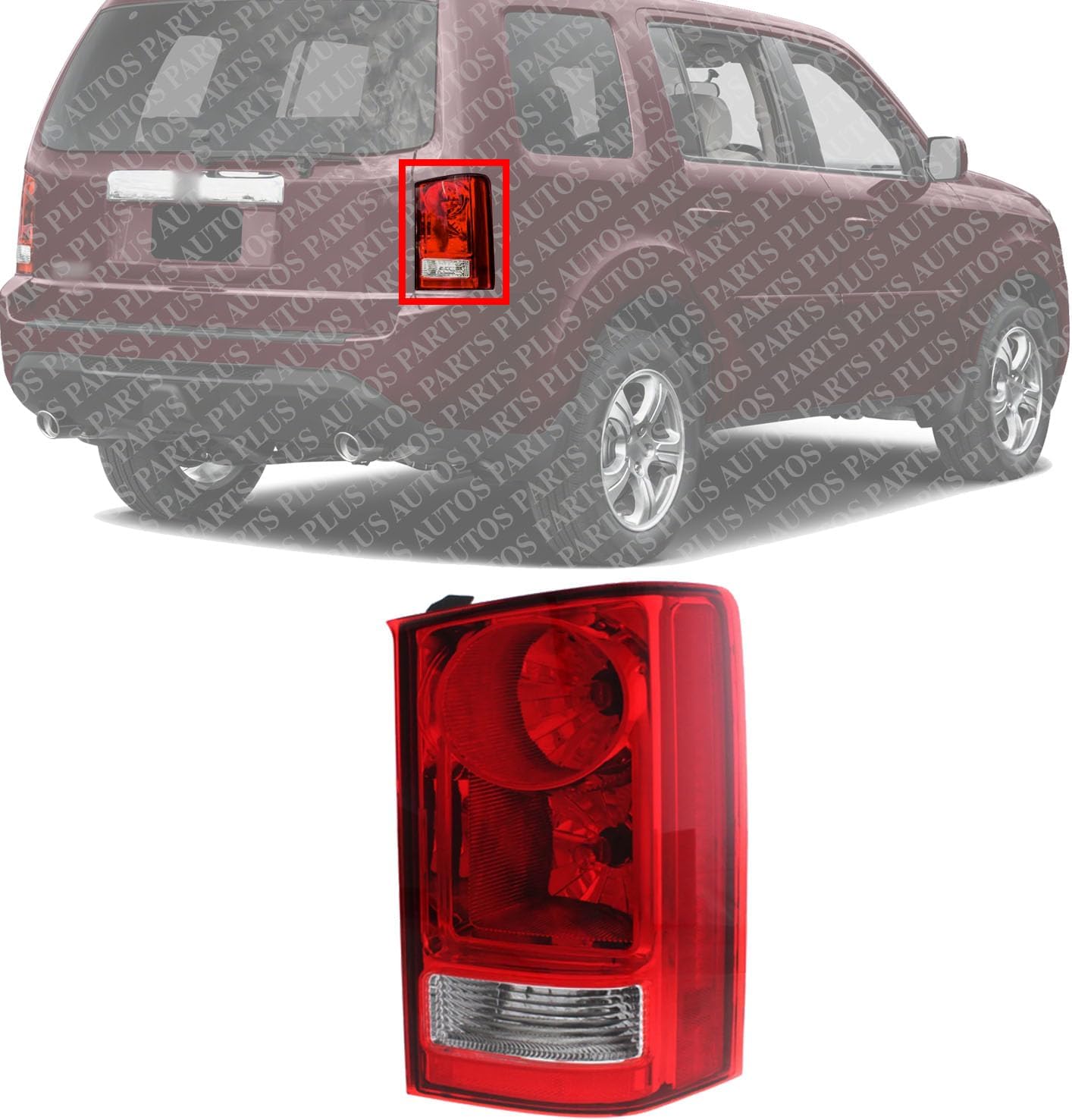 Tail Light Assembly Left Driver Side Direct Replacement Compatible With 2009-2015 Honda Pilot HO2800174 33550SZAA02