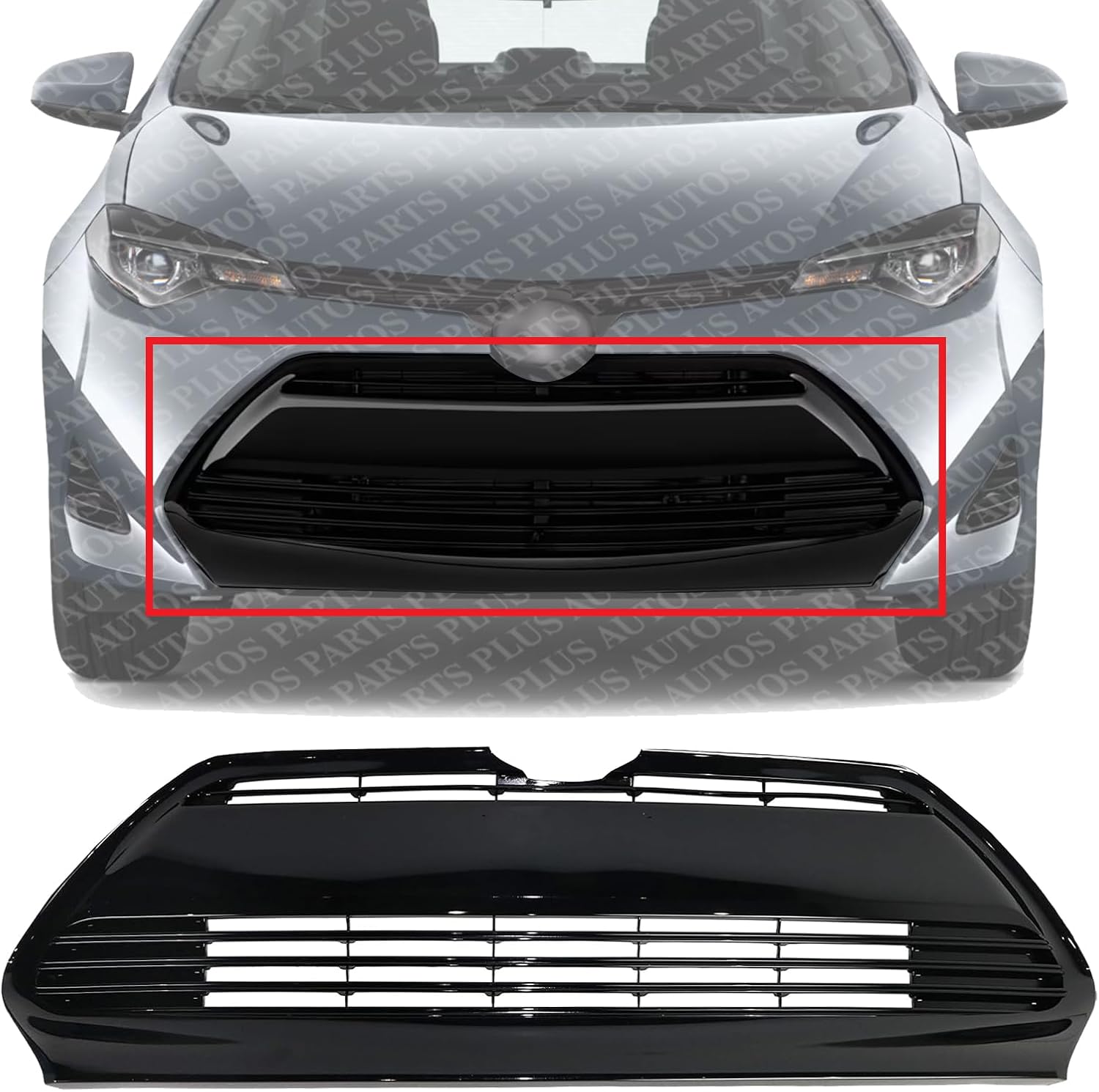 Front Bumper Lower Grille Black Plastic Direct Replacement Compatible With 2017-2019 Toyota Corolla TO1036170 5311202730