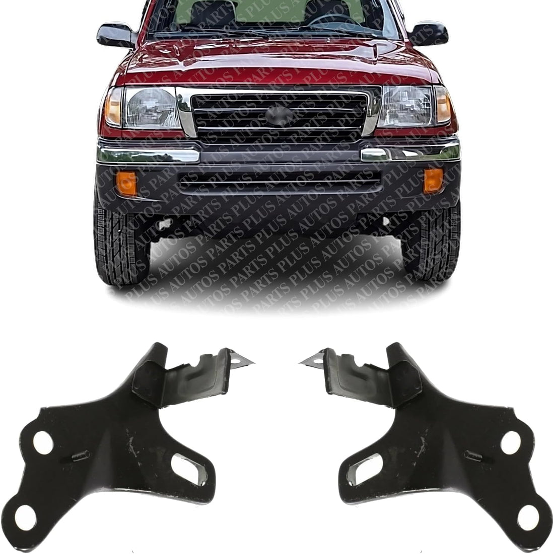 AUTOS PARTS PLUS Set Of 2 Front Bumper Brackets Reinforcement Steel Left Driver & Right Passenger Side Direct Replacement Compatible With 1998-2000 Toyota Tacoma TO1067129 TO1066129 5201204050