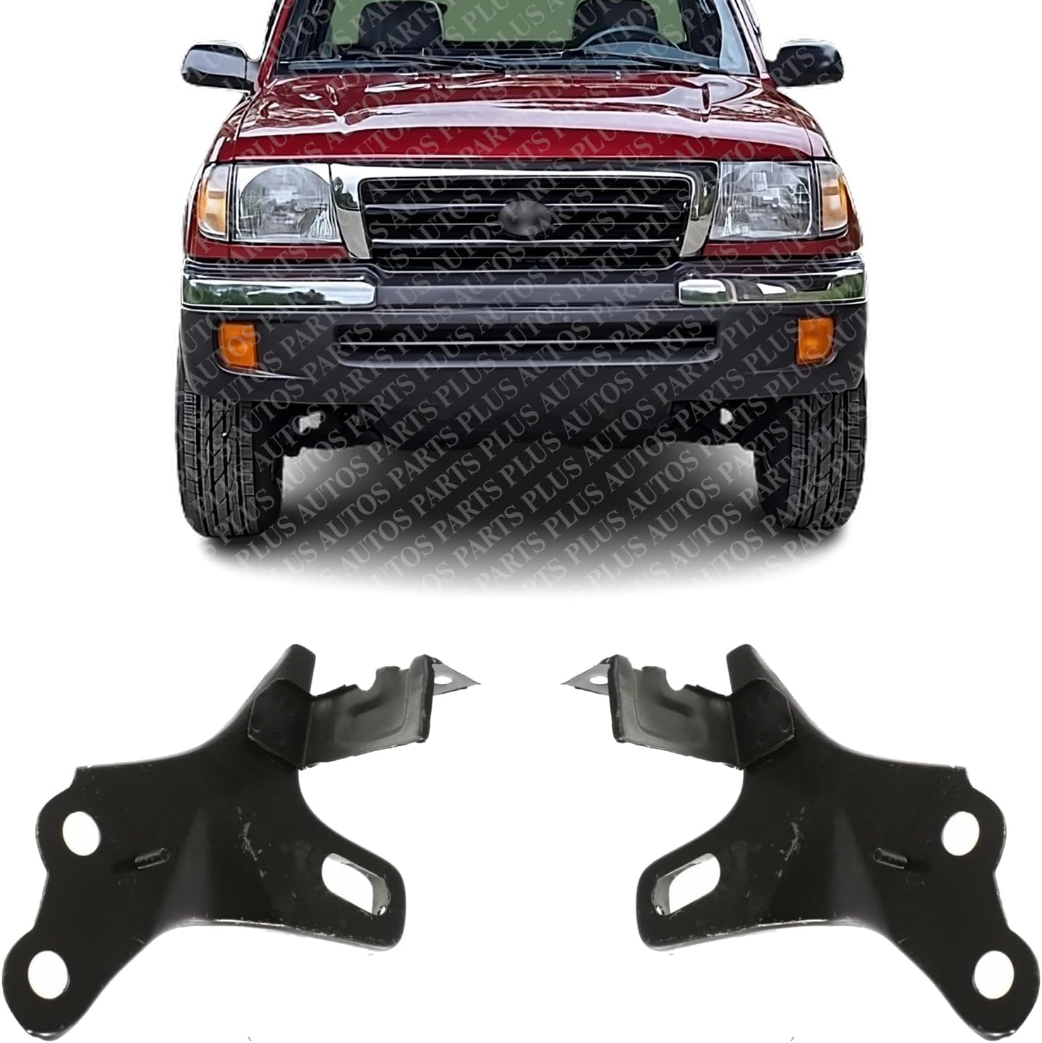 AUTOS PARTS PLUS Set Of 2 Front Bumper Brackets Reinforcement Steel Left Driver & Right Passenger Side Direct Replacement Compatible With 1998-2000 Toyota Tacoma TO1067129 TO1066129 5201204050
