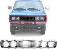 Front Grille Assembly Painted Silver Shell And Insert Plastic With Molding Direct Replacement Compatible With 1972-1979 Nissan 620 NI1200103 F2301B9501
