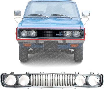 Front Grille Assembly Painted Silver Shell And Insert Plastic With Molding Direct Replacement Compatible With 1972-1979 Nissan 620 NI1200103 F2301B9501