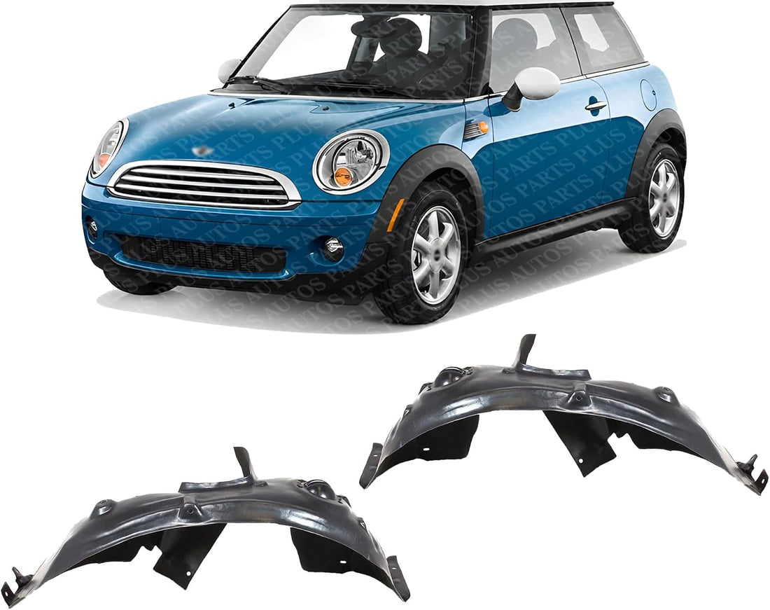 Set Of 2 Front Fender Liner Plastic Left Driver & Right Passenger Side Direct Replacement Compatible With 2007-2015 Mini Cooper MC1248102 MC1249102 51717207578-PFM 51717207577-PF