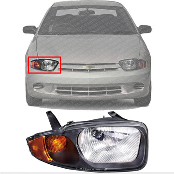 Front Head Light Assembly Right Passenger Side Direct Replacement Compatible With 2003-2005 Chevrolet Cavalier GM2503221 22707273