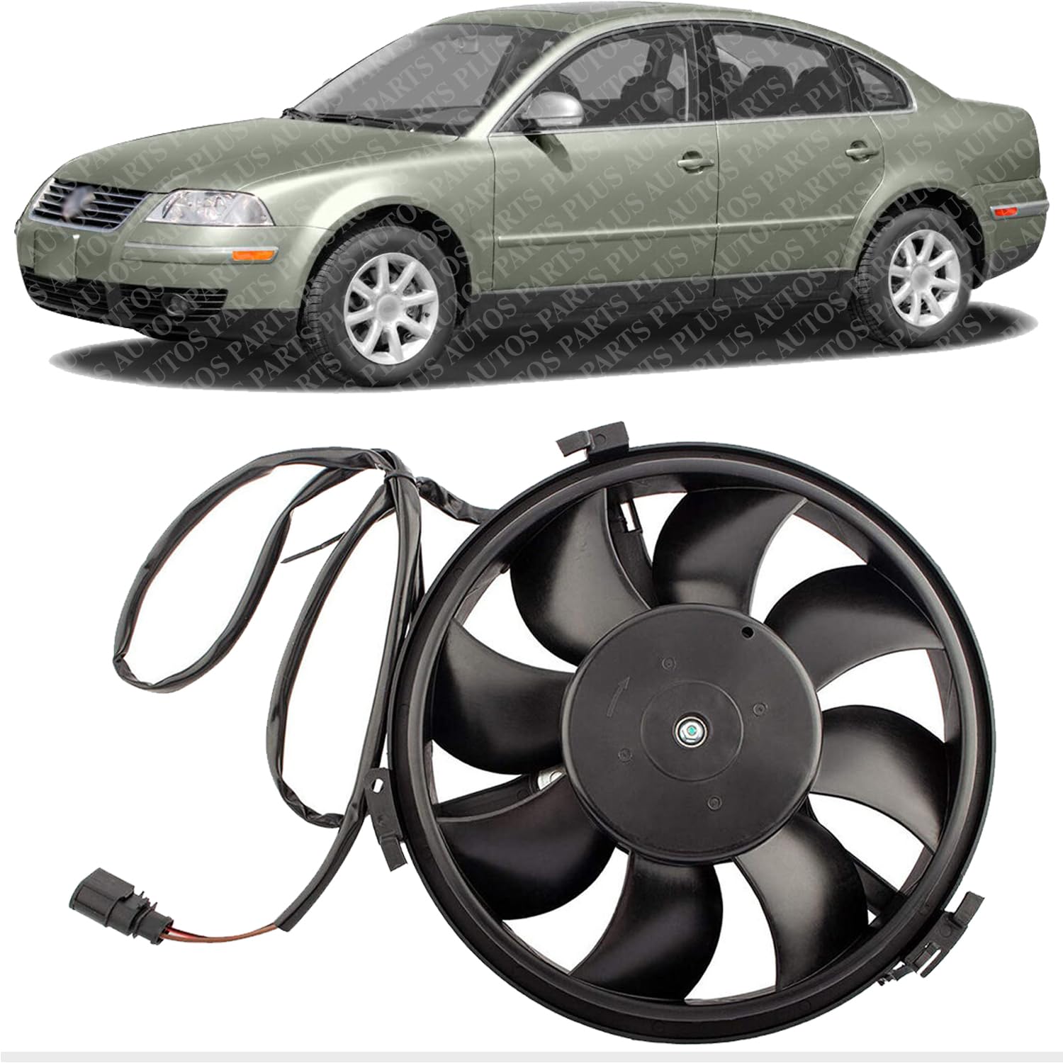 Front A/C Condenser Cooling Fan Assembly Direct Replacement Compatible with 2002-2004 Volkswagen Passat VW3115105 8D0959455R