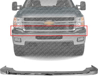 Front Bumper Upper Cover Chrome Plastic Direct Replacement Compatible With 2011-2014 Chevrolet Silverado 2500HD 3500HD GM1014106 25883355