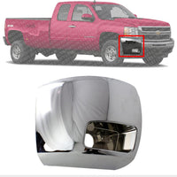 Front Bumper End Cap With Fog Light Hole Chrome Plastic Right Passenger Side Direct Replacement Compatible With 2007-2012 Chevrolet Silverado 2500 HD 3500 HD GM1017108 15839252