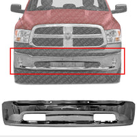 Front Lower Bumper Chrome Steel With Fog Light Holes Direct Replacement Compatible With 2013-2018 Ram 1500 CH1002396 68160853AB