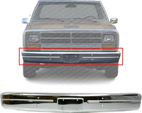 Front Bumper Face Bar Chrome Steel Without Molding Holes Direct Replacement Compatible With 1986-1993 Dodge Full Size Pickup CH1002145 4249818