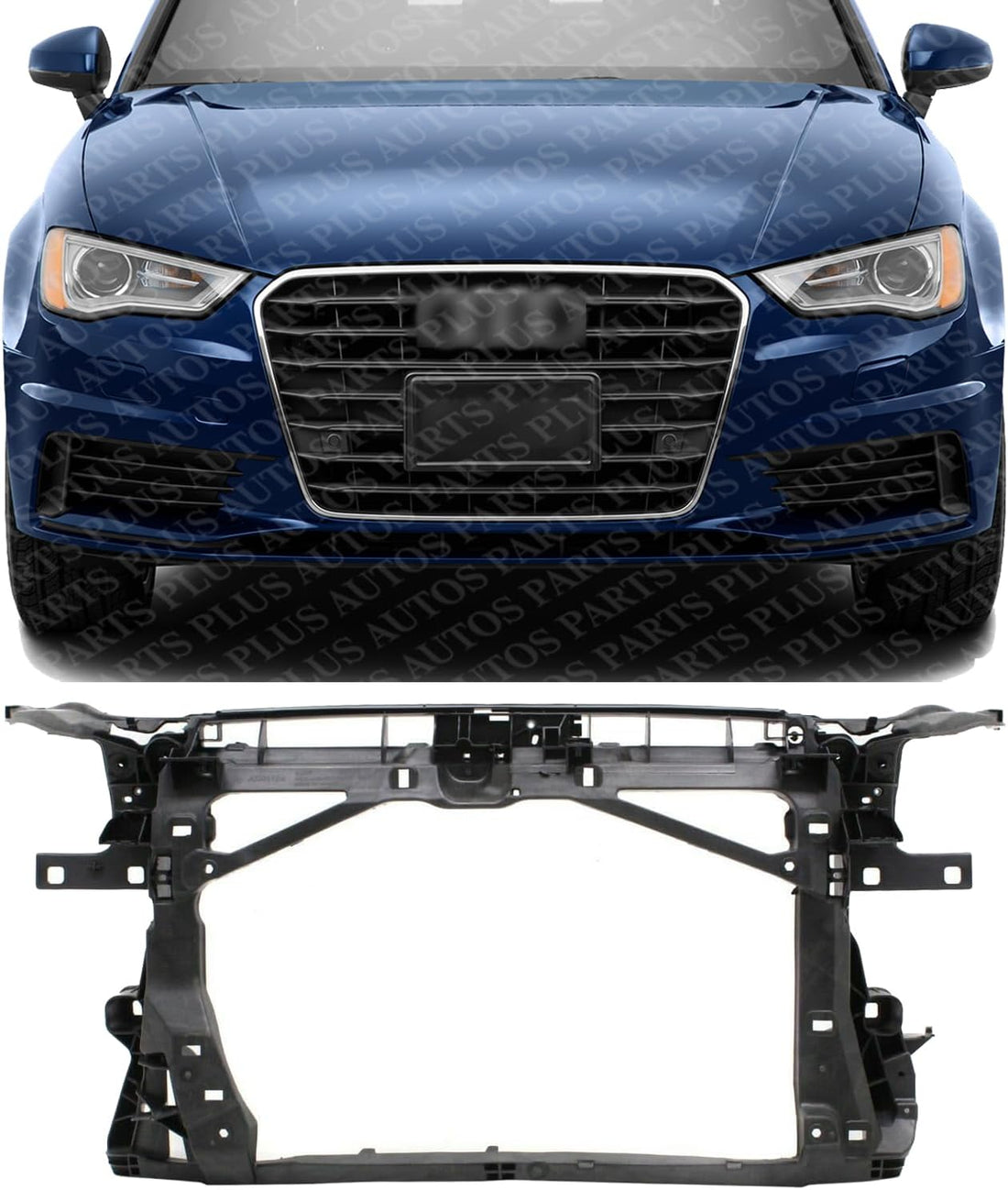 Front Radiator Support Assembly Plastic Direct Replacement Compatible With 2015-2020 Audi A3 / S3 AU1225137 8V0805588-PFM