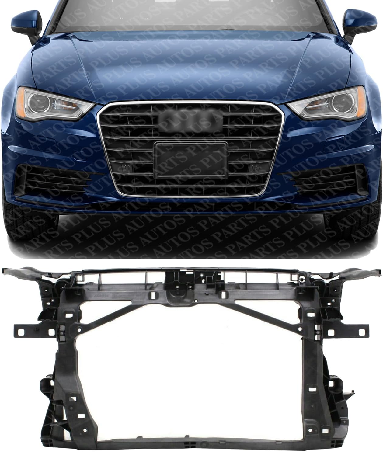 Front Radiator Support Assembly Plastic Direct Replacement Compatible With 2015-2020 Audi A3 / S3 AU1225137 8V0805588-PFM