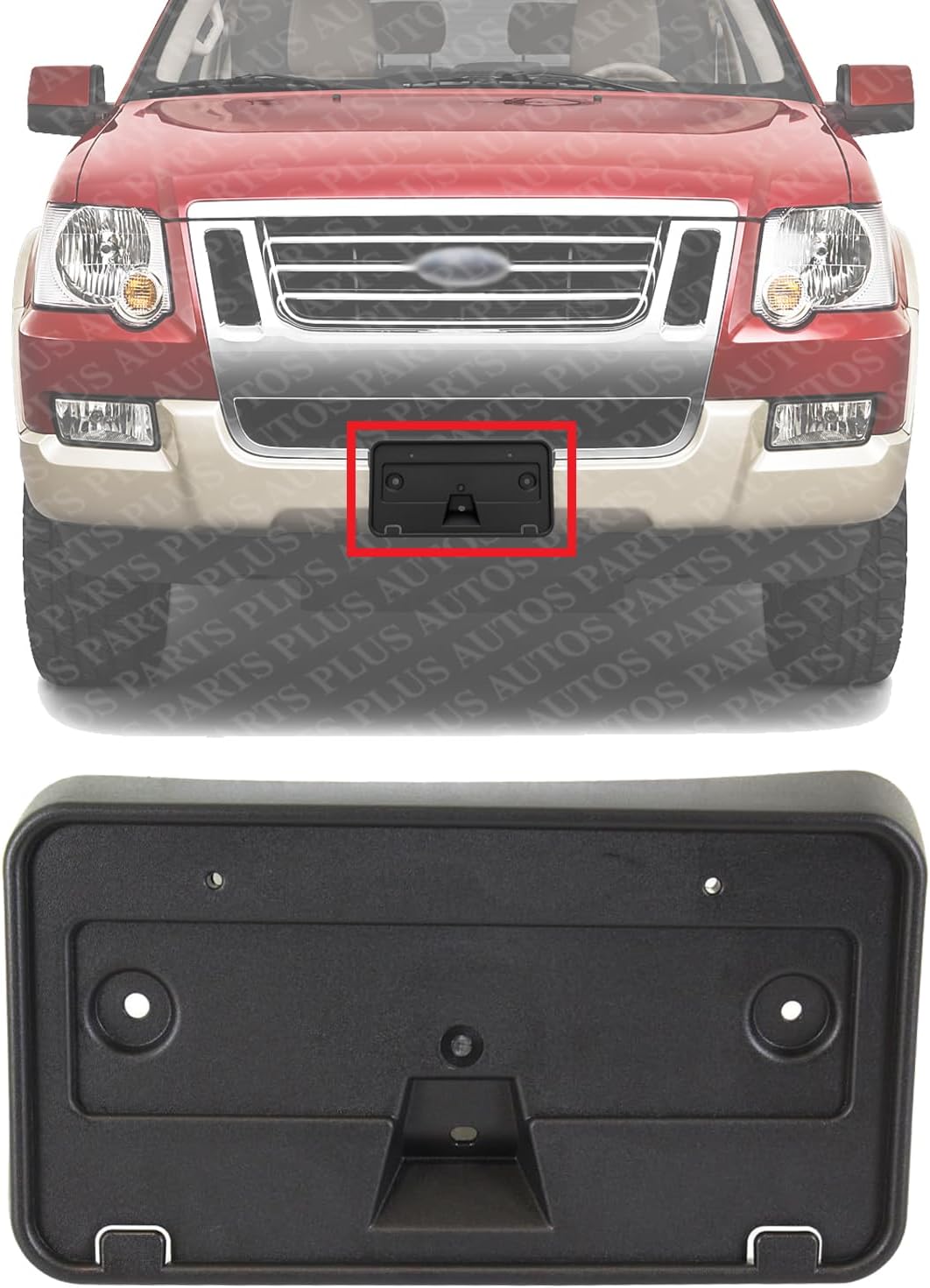 Front License Plate Bracket Primed Plastic Direct Replacement Compatible with 2006-2010 Ford Explorer FO1068127 6L2Z17A385AAA