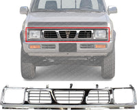 Front Grille Chrome Shell With Gray Insert Plastic Direct Replacement Compatible With 1993-1997 Nissan Pickup NI1200116 6231055G10