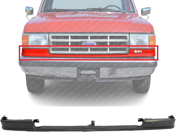 Front Bumper Filler Deflector Stone Steel Direct Replacement Compatible With 1987-1991 Ford F-Series FO1092107 E7TZ17779A