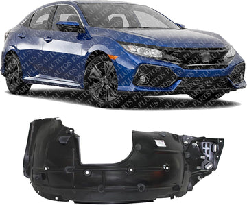 Front Fender Liner Right Passenger Side Direct Replacement Compatible With 2017-2019 Honda Civic HO1249205 74101TGGA50