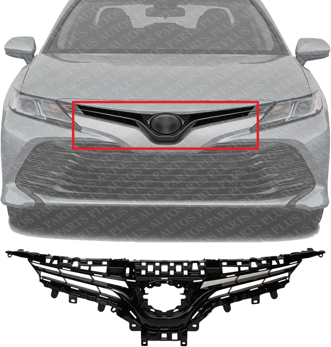 Front Grille Assembly Primed Plastic Direct Replacement Compatible With 2018-2020 Toyota Camry TO1200419 5310106E30