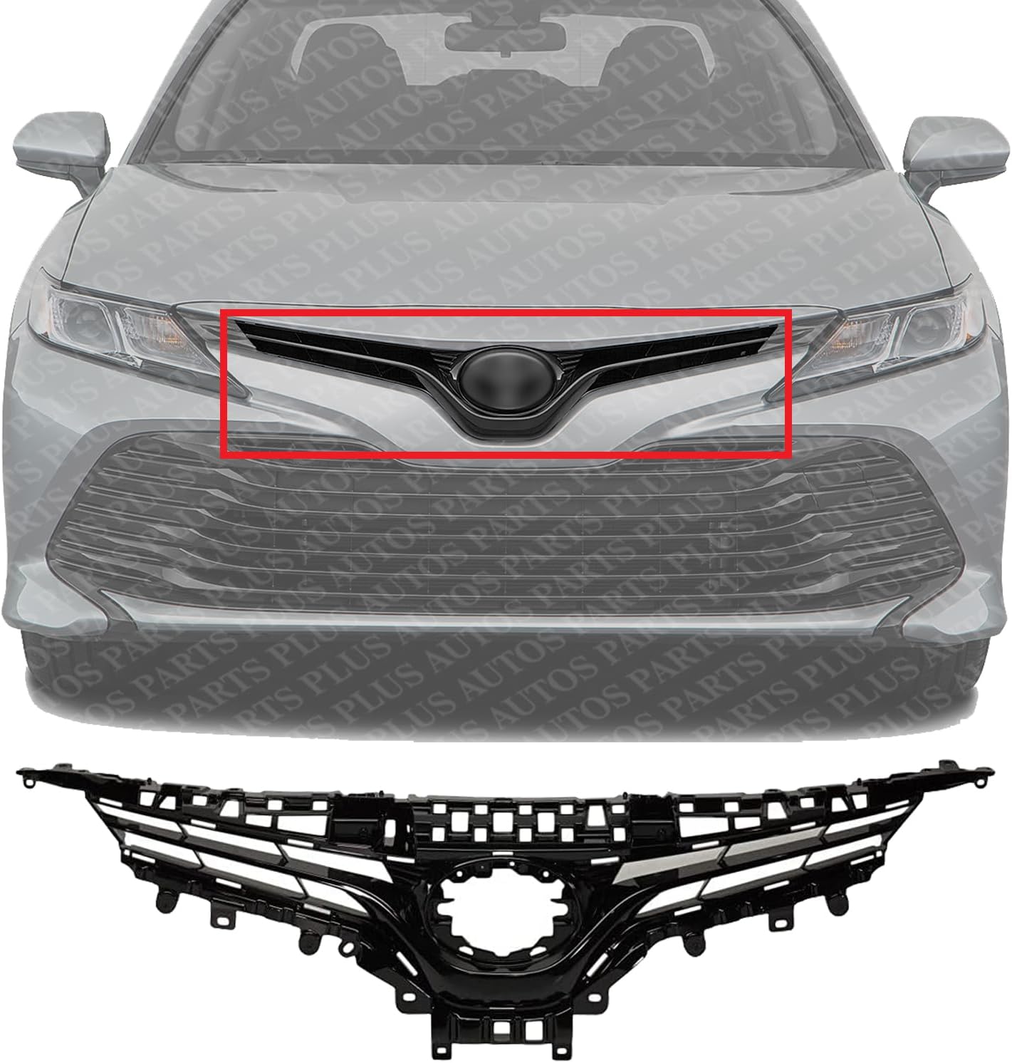 Front Grille Assembly Primed Plastic Direct Replacement Compatible With 2018-2020 Toyota Camry TO1200419 5310106E30