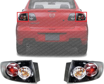 Set Of 2 Tail Light Assembly Right Passenger & Left Drive Side Direct Replacement Compatible With 2007-2009 Mazda 3 MA2801136 MA2800136 BR5H51150C BR5H51160C
