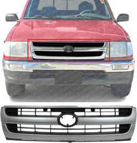 Front Grille Assembly Painted Silver Shell With Black Insert Plastic Direct Replacement Compatible With 1997-2000 Toyota Tacoma TO1200204 5310004060