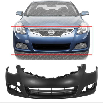 Front Bumper Cover Primed Plastic Direct Replacement Compatible With 2010-2013 Nissan Altima NI1000275 62022ZX10H