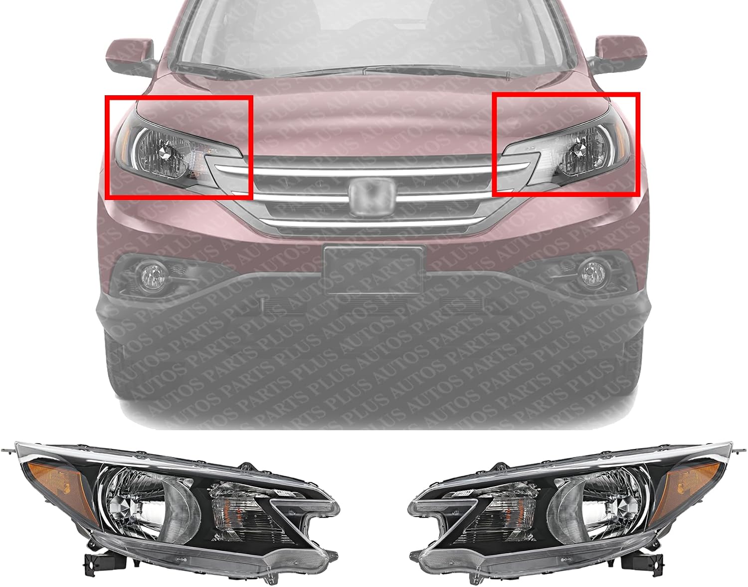 Set Of 2 Front Head Light Assembly Halogen Right Passenger & Left Driver Side Direct Replacement Compatible With 2012-2014 Honda CR-V HO2503148 HO2502148 33100T0AA01 33150T0AA01