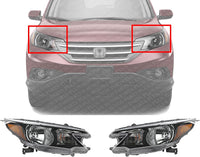 Set Of 2 Front Head Light Assembly Halogen Right Passenger & Left Driver Side Direct Replacement Compatible With 2012-2014 Honda CR-V HO2503148 HO2502148 33100T0AA01 33150T0AA01