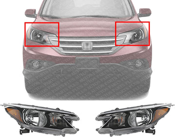 Set Of 2 Front Head Light Assembly Halogen Right Passenger & Left Driver Side Direct Replacement Compatible With 2012-2014 Honda CR-V HO2503148 HO2502148 33100T0AA01 33150T0AA01