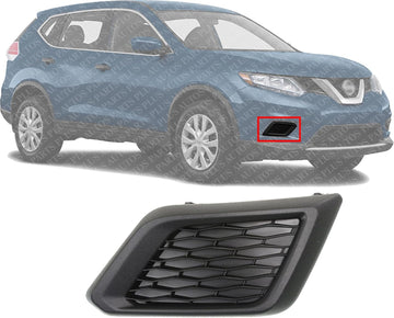 Front Fog Light Cover Textured Right Passenger Side Direct Replacement Compatible With 2014-2016 Nissan Rogue NI1039131 622564BA0A
