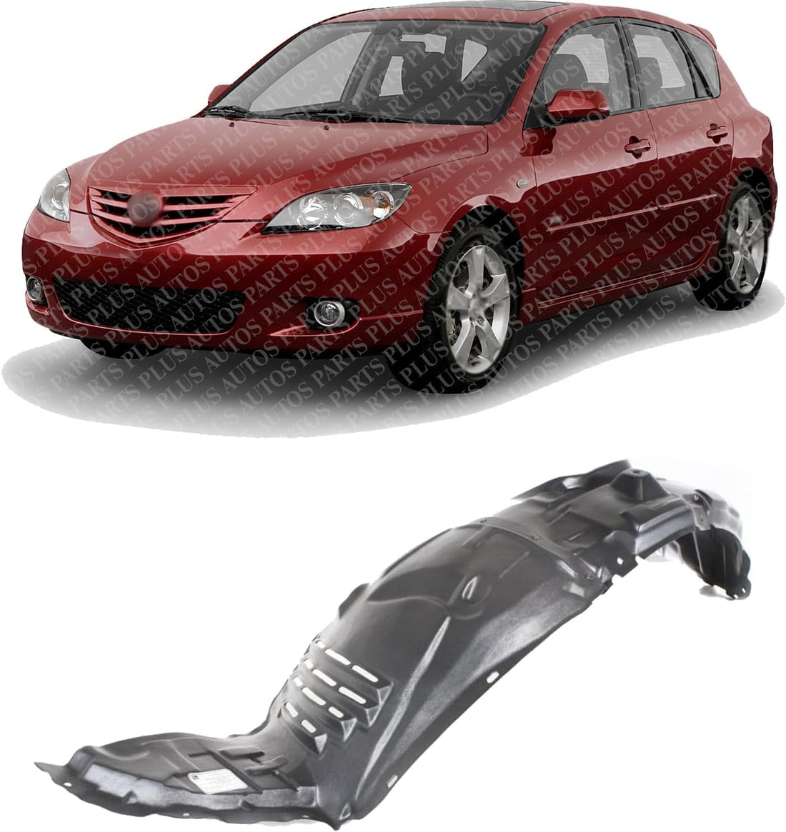 Front Fender Liner Left Driver Side Direct Replacement Compatible With 2004-2009 Mazda 3 MA1248126 BP4L56140G