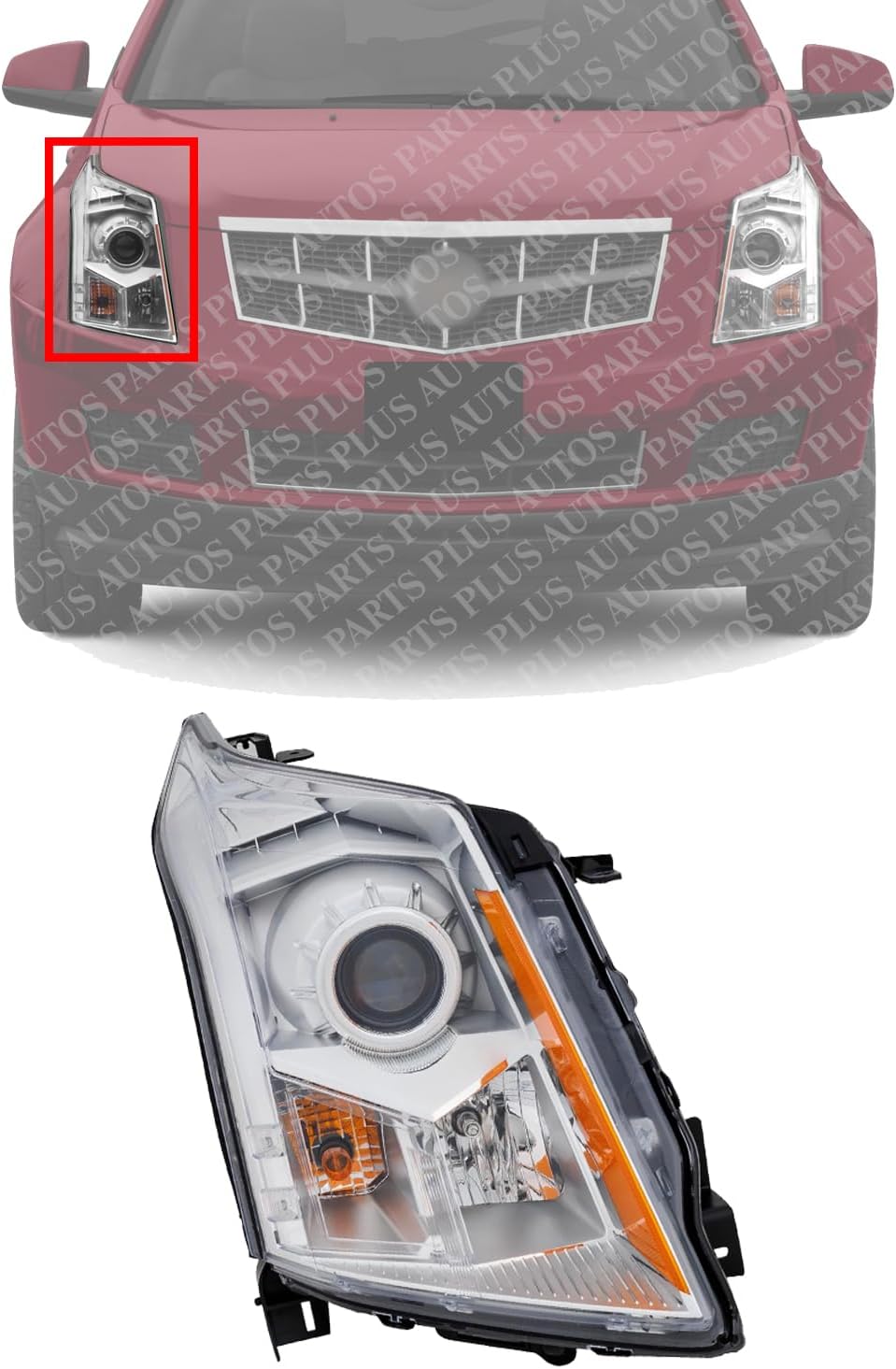 Front Head Light Assembly Right Passenger Side Direct Replacement Compatible With 2010-2012 Cadillac SRX GM2503345 22853873