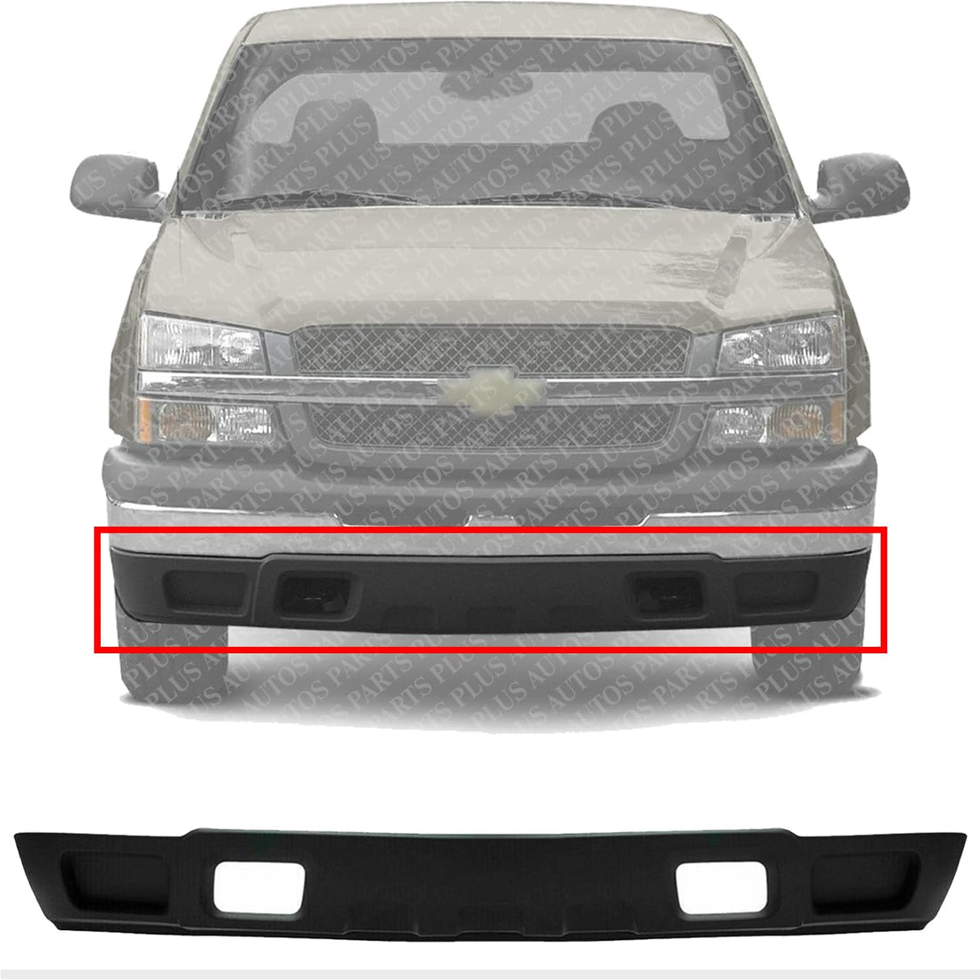 Front Lower Valance Air Deflector Textured Without Fog Light Holes Direct Replacement Compatible with 2003-2007 Chevrolet Silverado 1500 2500HD 3500 GM1092174 10367212