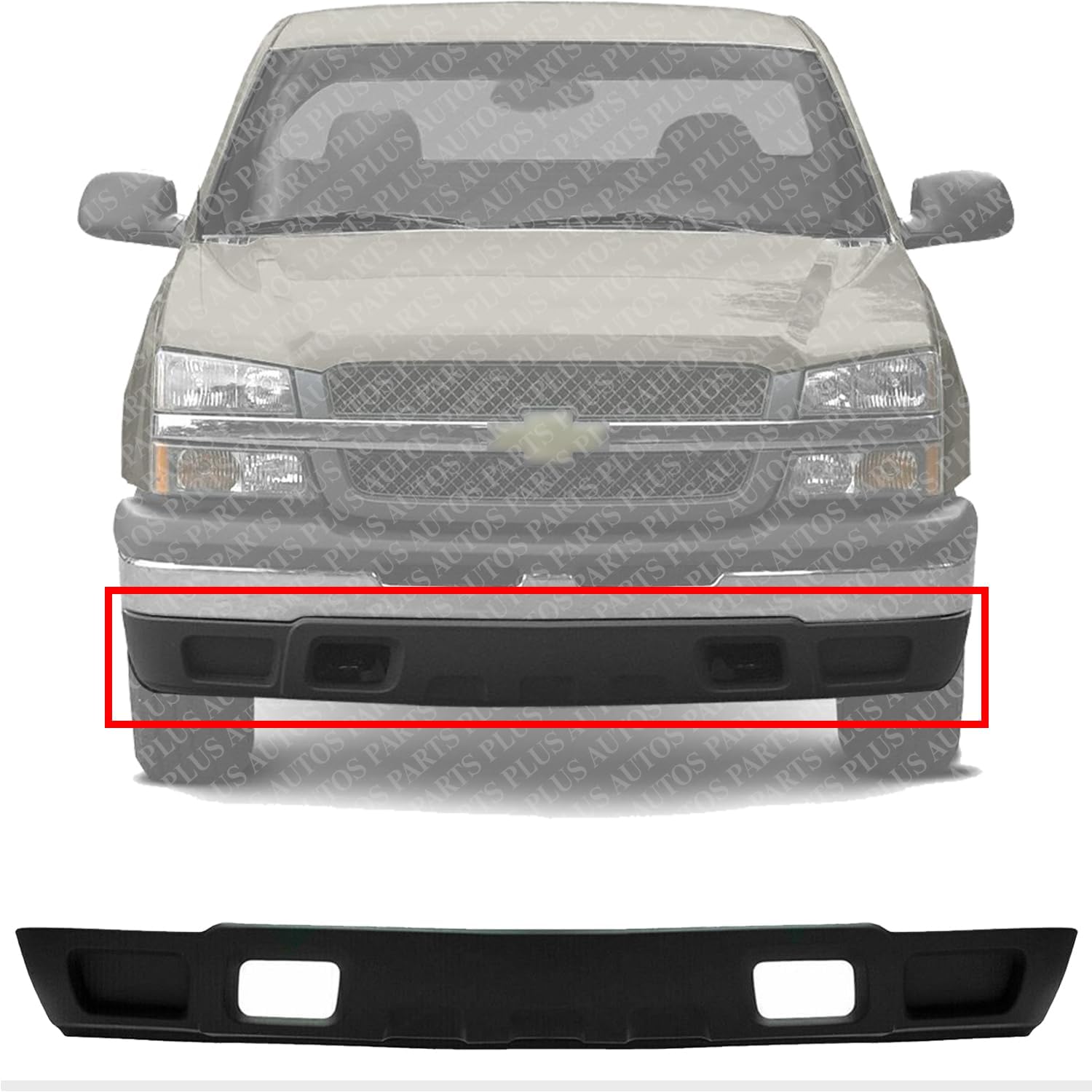 Front Lower Valance Air Deflector Textured Without Fog Light Holes Direct Replacement Compatible with 2003-2007 Chevrolet Silverado 1500 2500HD 3500 GM1092174 10367212
