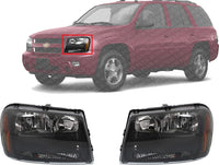 et Of 2 Front Head Light Composite Assembly Plastic Left Driver & Right Passenger Side Direct Replacement Compatible With 2006-2009 Chevrolet Trailblazer GM2503304 GM2502304