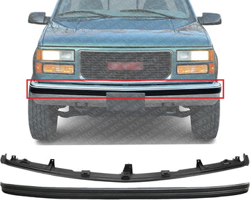 Front Bumper Molding Impact Strip + Center Filler Primed Direct Replacement Compatible With 1994-2002 Chevrolet & GMC C/K-Series GM1057127 GM1087180 15574113 12376285