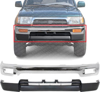 Front Bumper Face Bar Chrome Steel + Lower Valance Panel Textured Plastic Direct Replacement Compatible With 1996-1998 Toyota 4Runner TO1002172 TO1095176 5391135910 5210135320