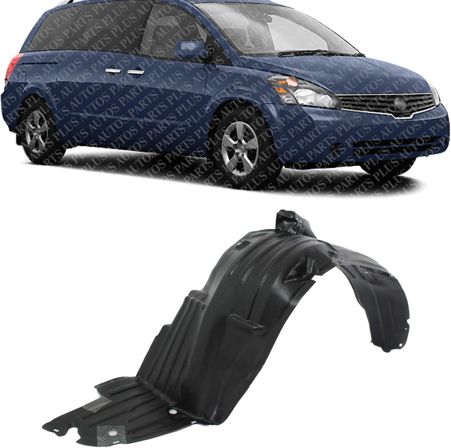 Front Fender Liner Right Passenger Side Direct Replacement Compatible With 2004-2009 Nissan Quest NI1251117 63842CK000