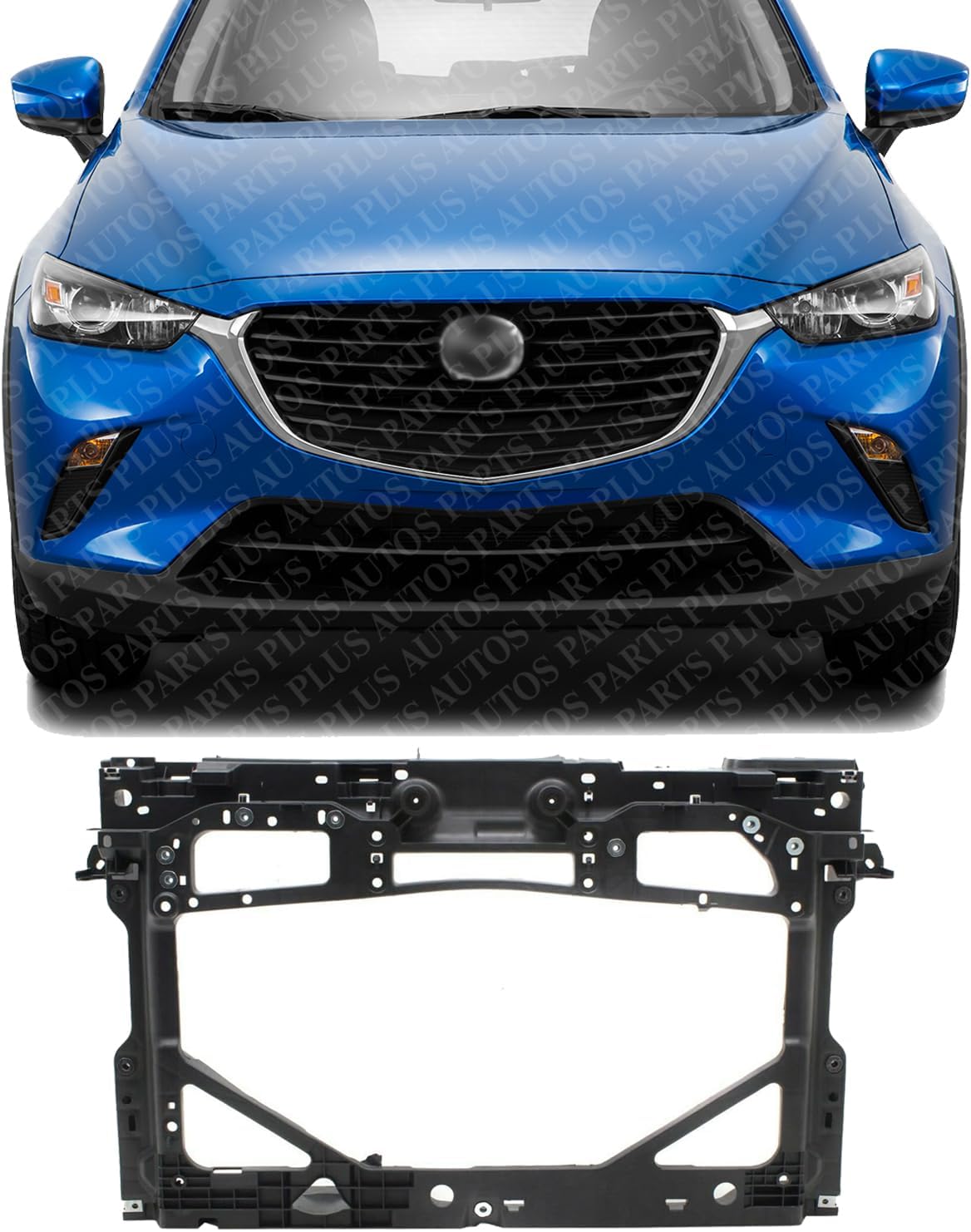 Front Radiator Support Plastic Without Radar Cruise Control Direct Replacement Compatible with 2016-2022 Mazda CX-3 MA1225157 D10E53110A