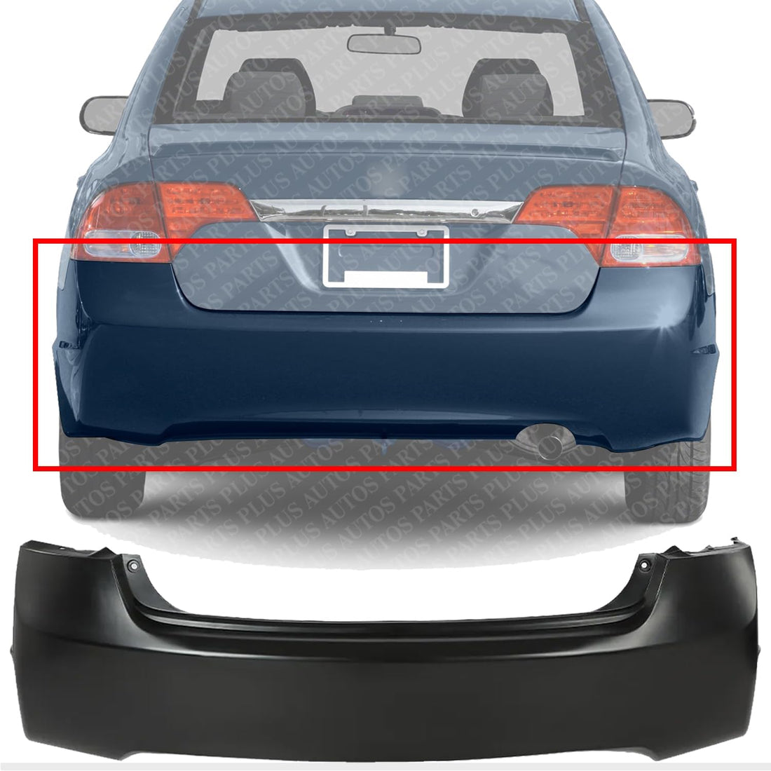 Rear Bumper Cover Primed Direct Replacement Compatible With 2006-2011 Honda Civic HO1100235 04715SNAA90ZZ