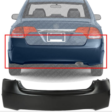 Rear Bumper Cover Primed Direct Replacement Compatible With 2006-2011 Honda Civic HO1100235 04715SNAA90ZZ