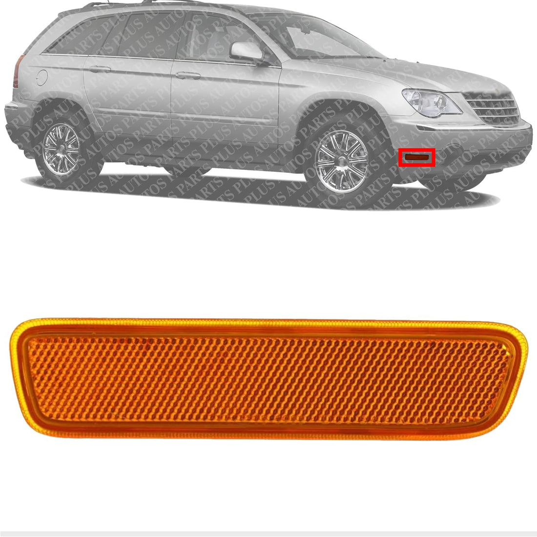 Front Bumper Reflector Right Passenger Side Direct Replacement Compatible With 2004-2008 Chrysler Pacifica CH2557101 4857672AA