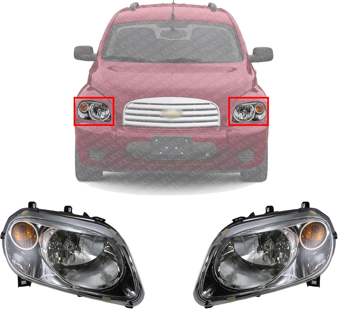 Set Of 2 Front Headlight Composite Assembly Right Passenger & Left Driver Side Direct Replacement Compatible With 2006-2011 Chevrolet HHR GM2502262 GM2503262 15827441 15827442