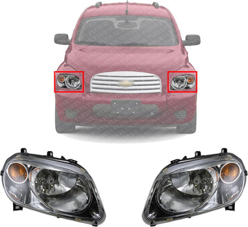 Set Of 2 Front Headlight Composite Assembly Right Passenger & Left Driver Side Direct Replacement Compatible With 2006-2011 Chevrolet HHR GM2502262 GM2503262 15827441 15827442