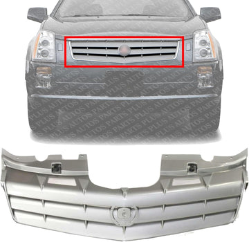 Front Grille Primed Gray Shell And Insert Direct Replacement Compatible With 2006-2009 Cadillac SRX GM1200612 15925771
