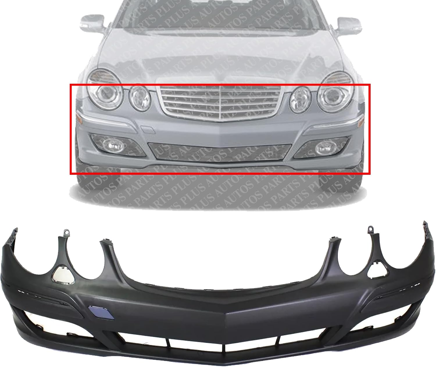AUTOS PARTS PLUS Front Bumper Cover Primed Direct Replacement Compatible With 2007-2009 Mercedes Benz E-Class MB1000270 2118802440
