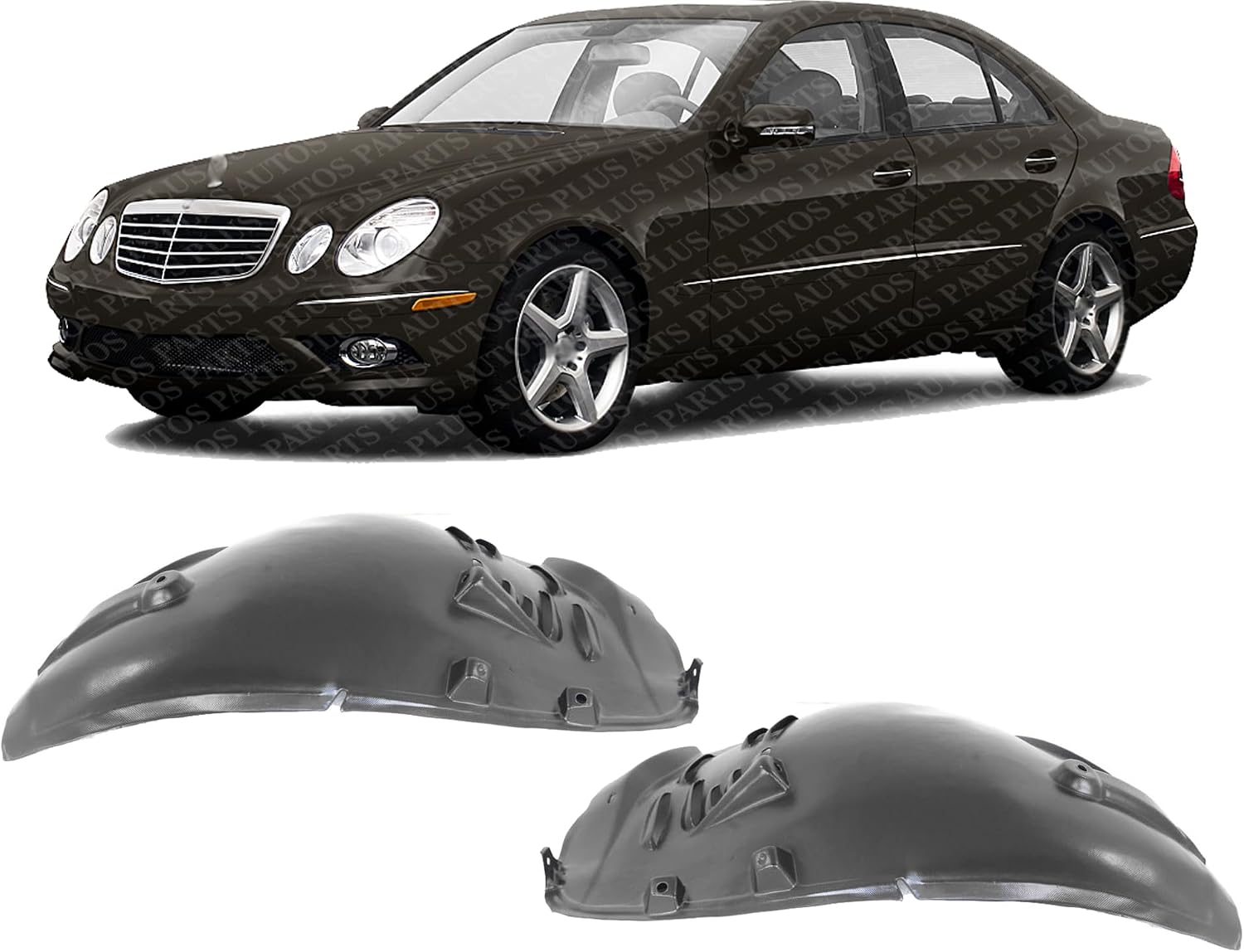 Set Of 2 Front Fender Liner Plastic Left Driver & Right Passenger Side Direct Replacement Compatible With 2003-2006 Mercedes Benz E-Class MB1251100 MB1250100 2116980230 2116980130