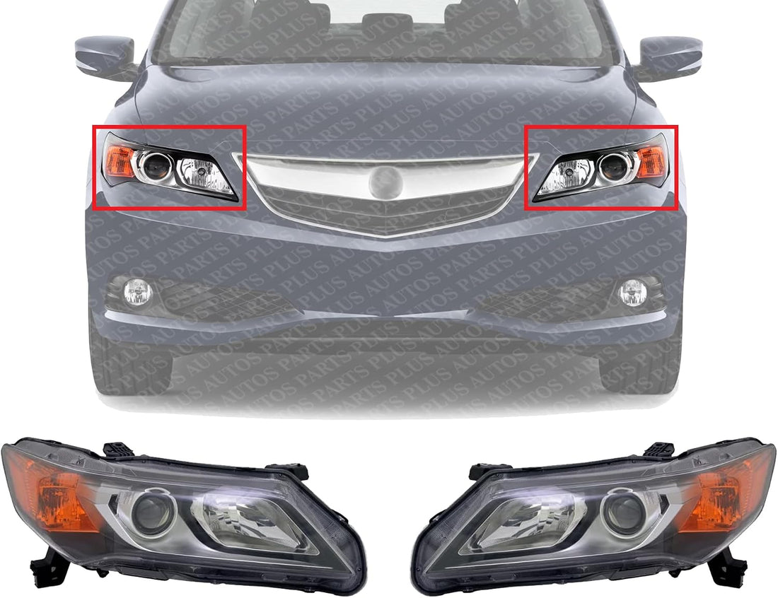Set Of 2 Front Head Light Assembly Halogen Right Passenger & Left Driver Side Direct Replacement Compatible With 2013-2015 Acura ILX AC2502121 AC2503121 33150TX6A02 33100TX6A02